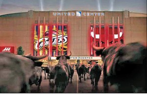 Imagen del vídeo de los Chicago Bulls para esta temporada, con los atoros frente a su estadio.