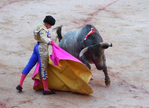 Alberto Aguilar a la verónica, frente a un toro de Escolar, el pasado mes de julio en Pamplona.