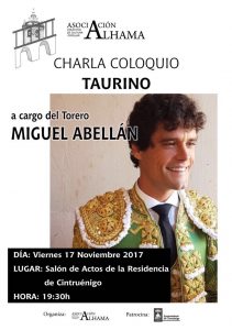 Cartel anunciador de la charla de Miguel Abellán en Cintruénigo.