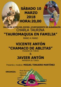Cartel anunciador de la charla de los Antón en Albarracín.