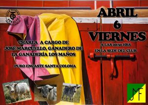 Cartel anunciador de la charla en Peralta del ganadero de Los Maños.